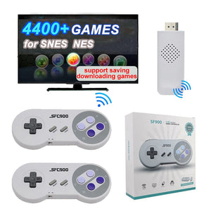 SF900 Game Stick Retro Videospielkonsole Eingebaute 4400 Spiele für SNES NES HD Output Wireless Controller 16 Bit Game Player